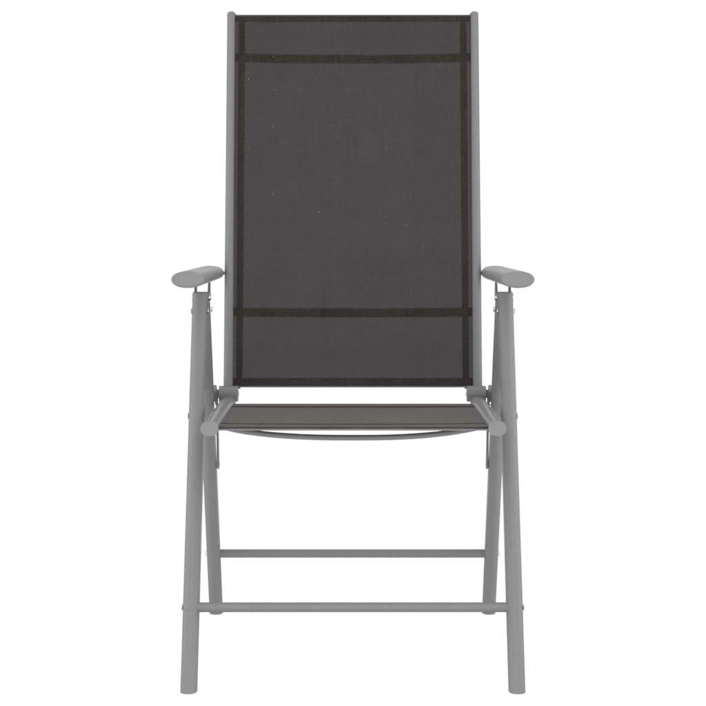 Set mobilier de grădină, 7 piese, argintiu și negru, aluminiu