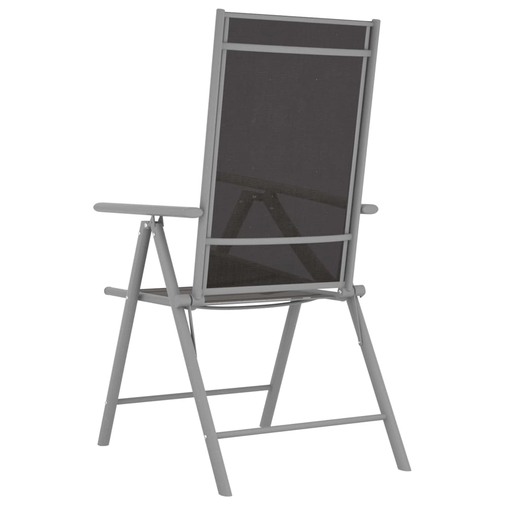 Set mobilier de grădină, 7 piese, argintiu și negru, aluminiu