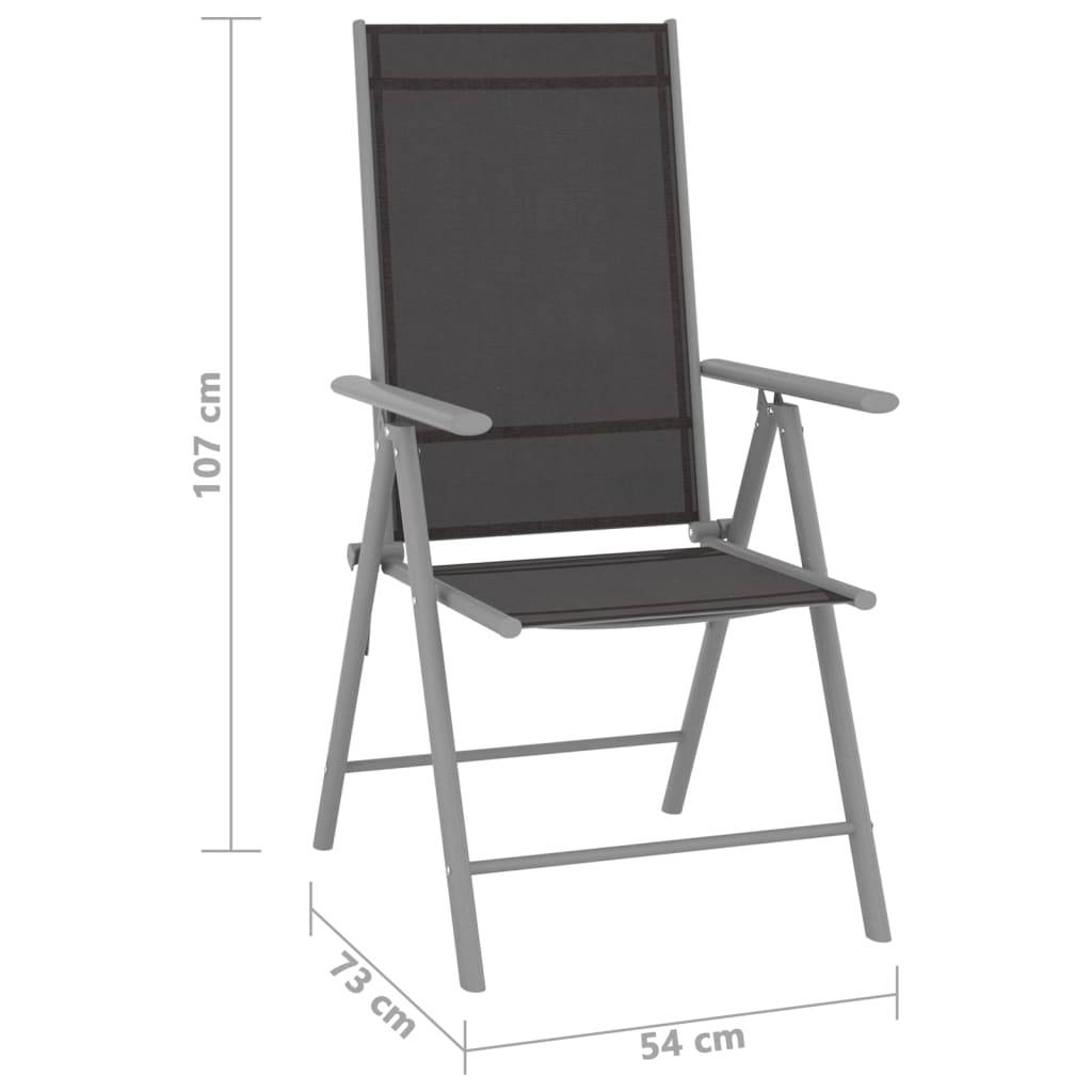 Set mobilier de grădină, 9 piese, negru și argintiu - Lando