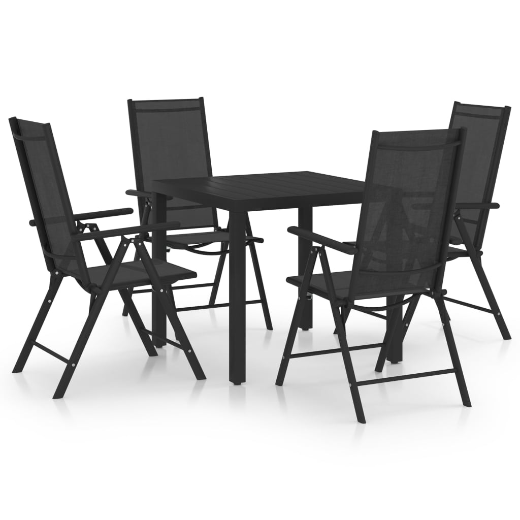 Set de masă pentru grădină, 5 piese, negru, aluminiu - Lando