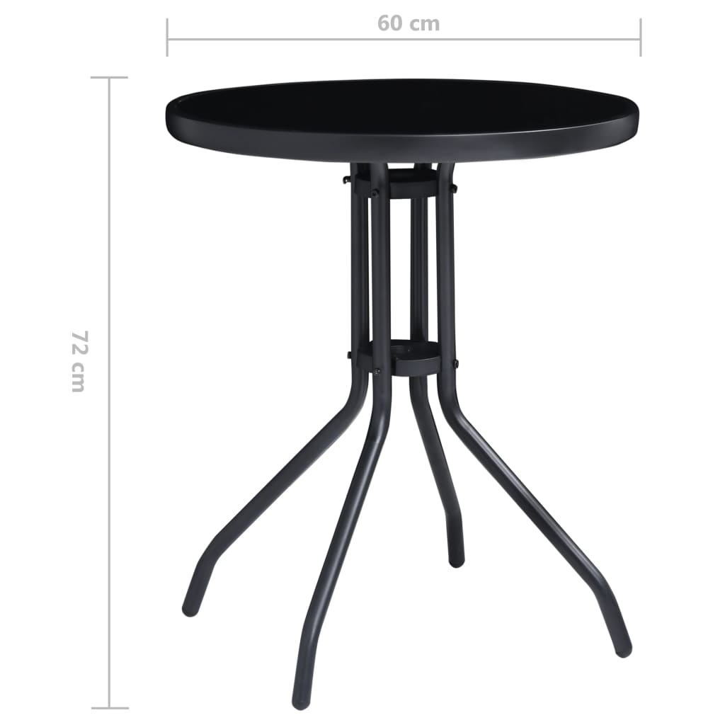 Set mobilier bistro, 3 piese, negru și antracit - Lando