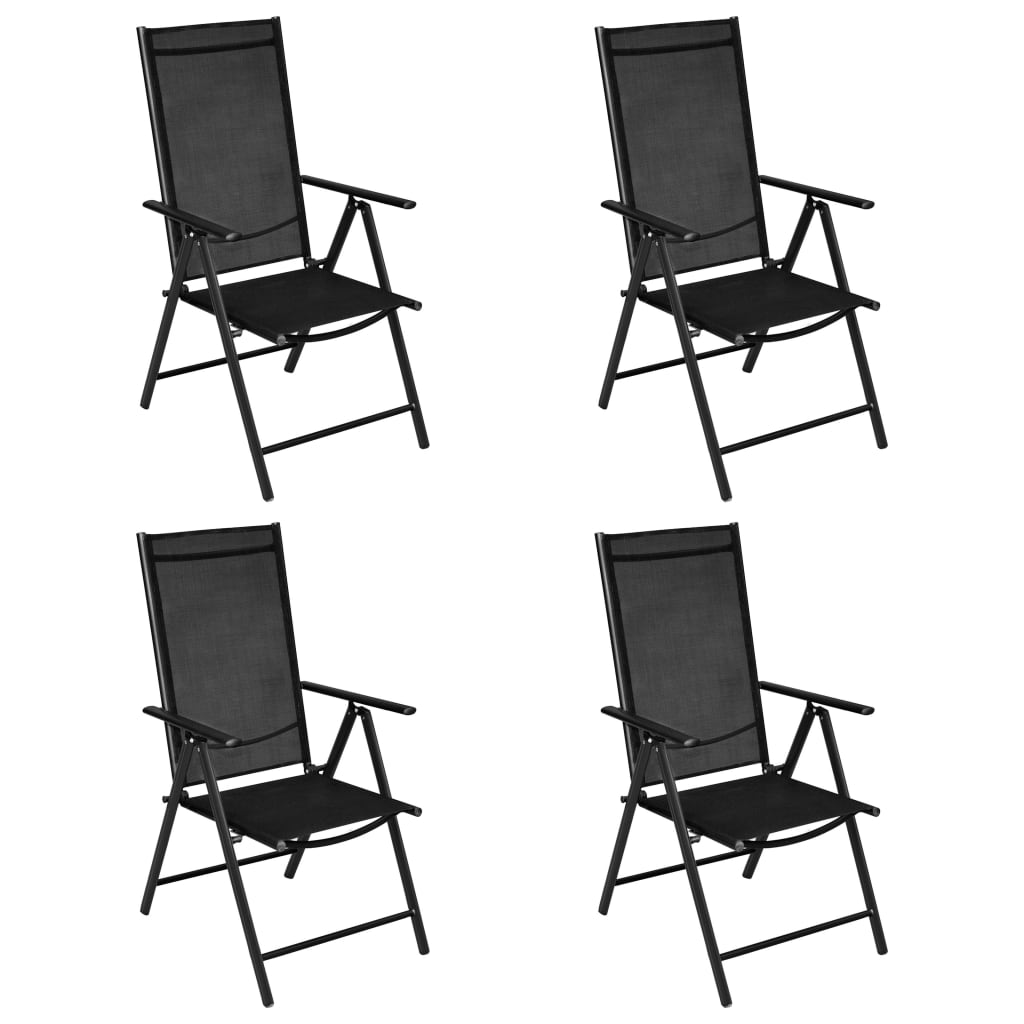 Set mobilier de exterior, 5 piese, negru, aluminiu și textilenă - Lando