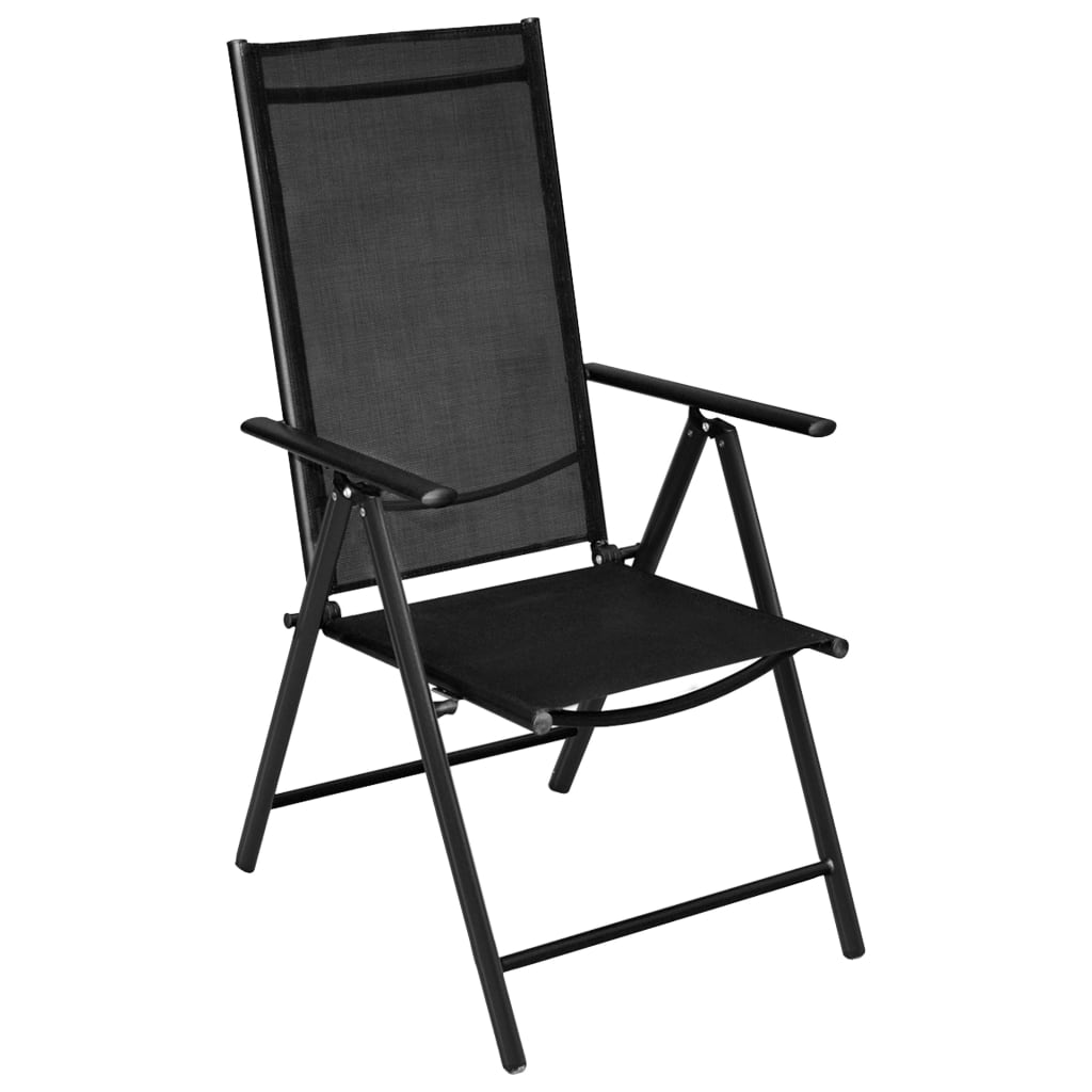 Set mobilier de exterior, 5 piese, negru, aluminiu și textilenă - Lando