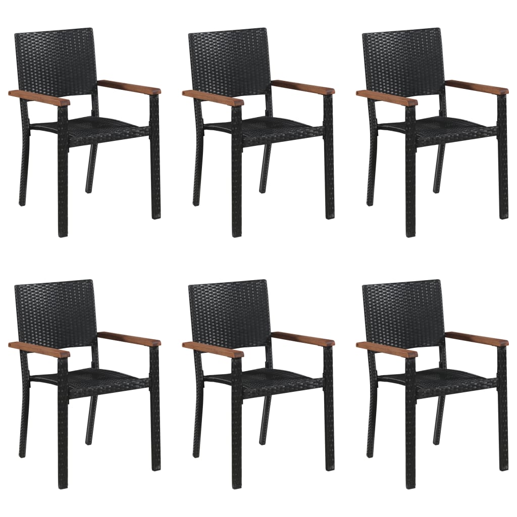 Set mobilier de grădină, 7 piese, negru, poliratan