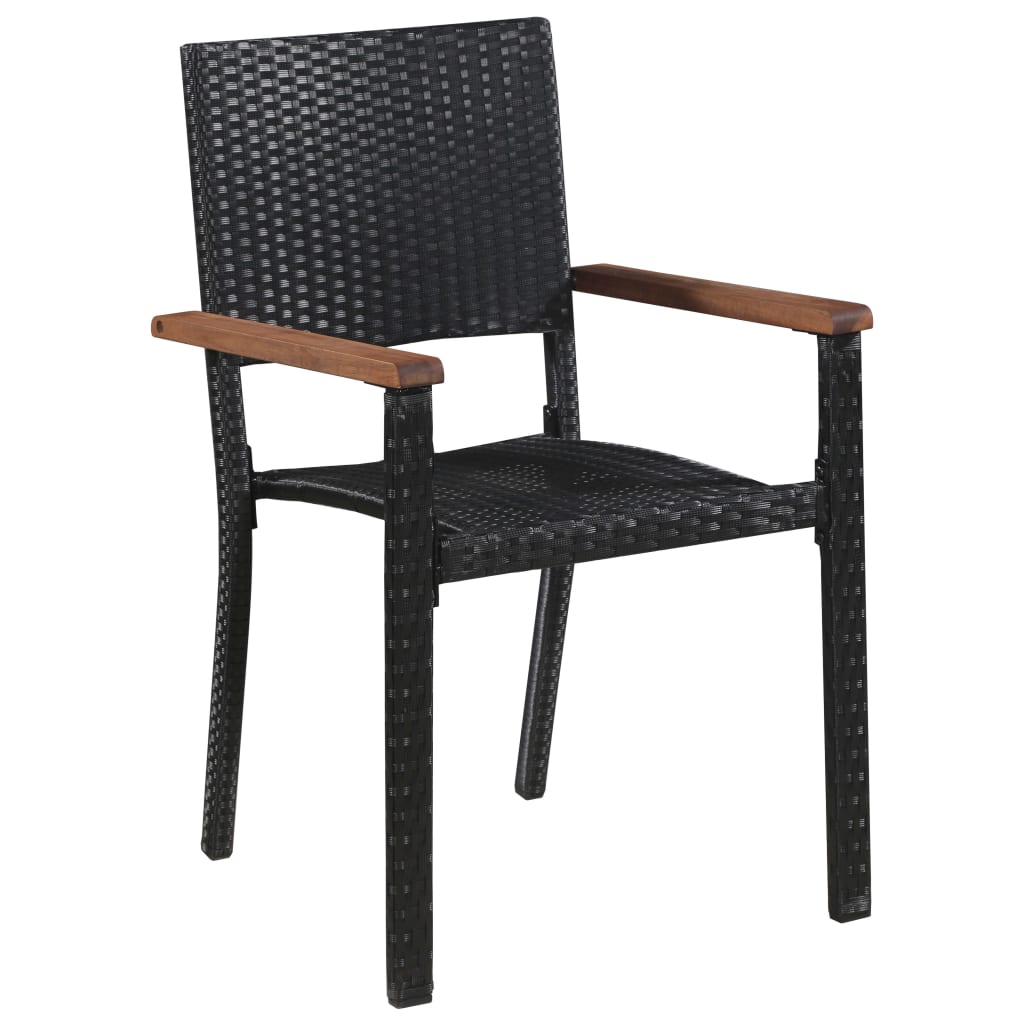 Set mobilier de grădină, 7 piese, negru, poliratan