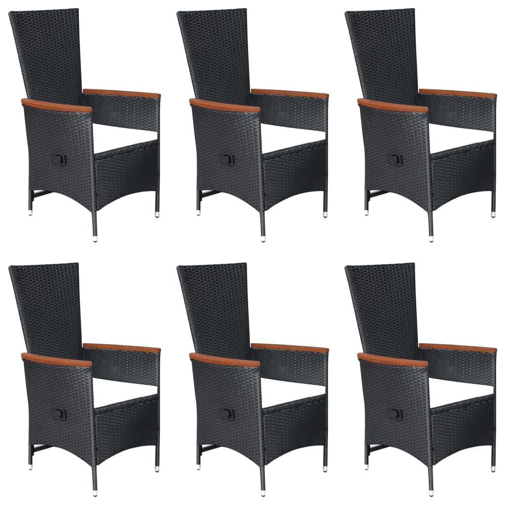 Set mobilier de grădină, 7 piese, negru, poliratan