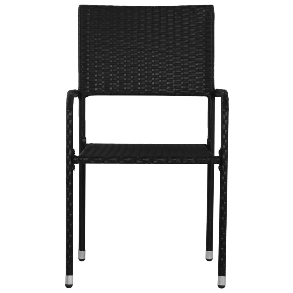 Set mobilier de grădină, 7 piese, negru, poliratan