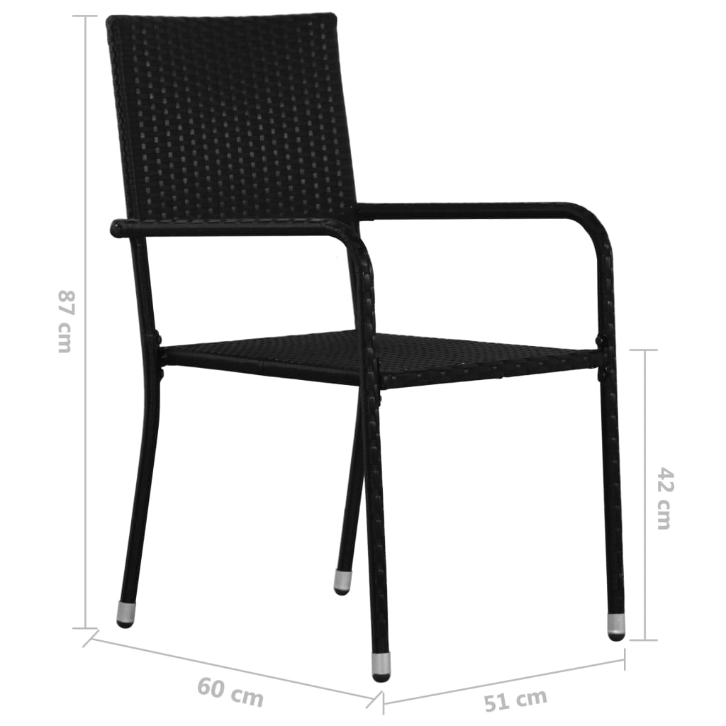 Set mobilier de grădină, 7 piese, negru, poliratan