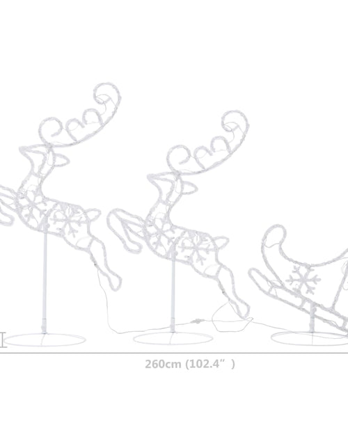 Загрузите изображение в средство просмотра галереи, Reni și sanie de Crăciun, alb cald, 260x21x87 cm, acril
