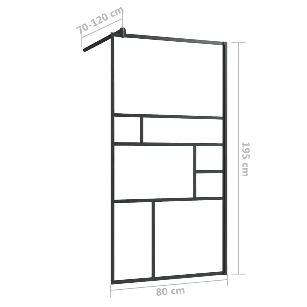 Paravan de duș walk-in negru 80x195 cm sticlă ESG transparentă