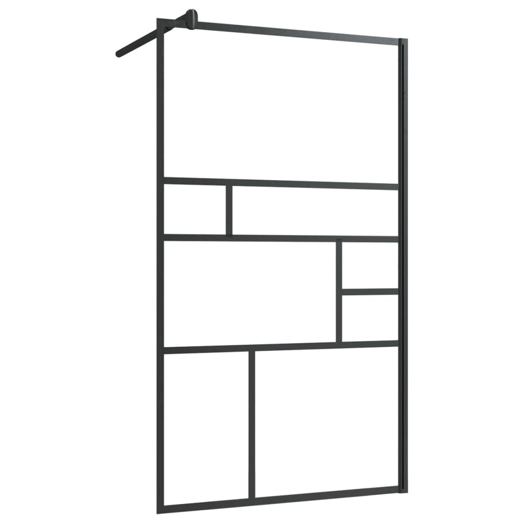 Paravan de duș walk-in negru 90x195 cm sticlă ESG transparentă