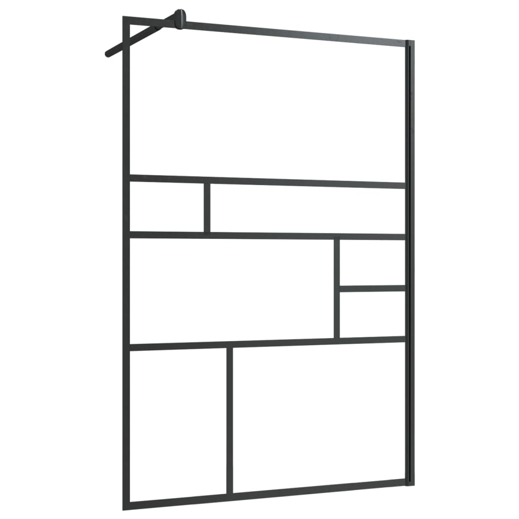 Paravan de duș walk-in negru 115x195 cm sticlă ESG transparentă