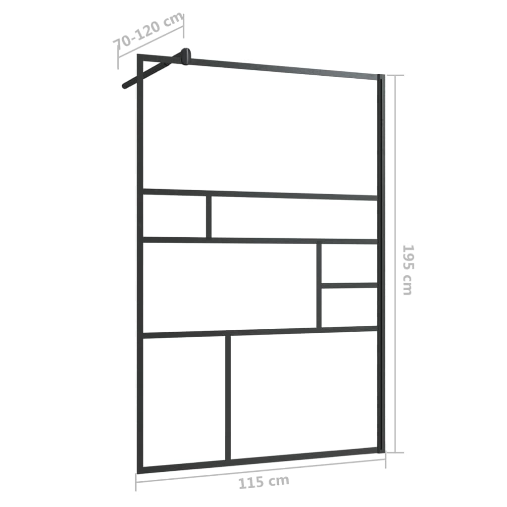 Paravan de duș walk-in negru 115x195 cm sticlă ESG transparentă