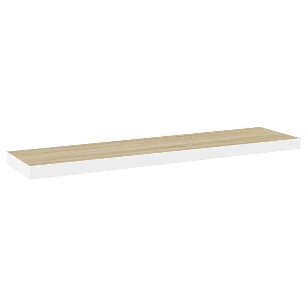 Rafturi perete suspendate 2 buc. stejar/alb 120x23,5x3,8 cm MDF