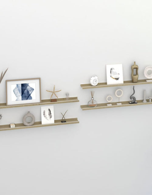 Încărcați imaginea în vizualizatorul Galerie, Rafturi de perete, 4 buc., alb și stejar sonoma, 100x9x3 cm
