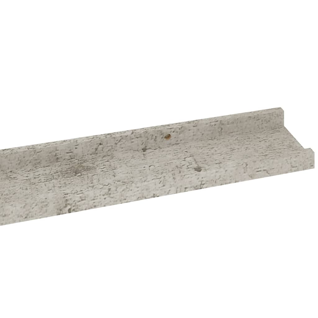 Rafturi de perete, 2 buc., gri beton, 115x9x3 cm