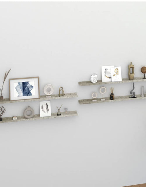 Încărcați imaginea în vizualizatorul Galerie, Rafturi de perete, 4 buc., gri beton, 115x9x3 cm
