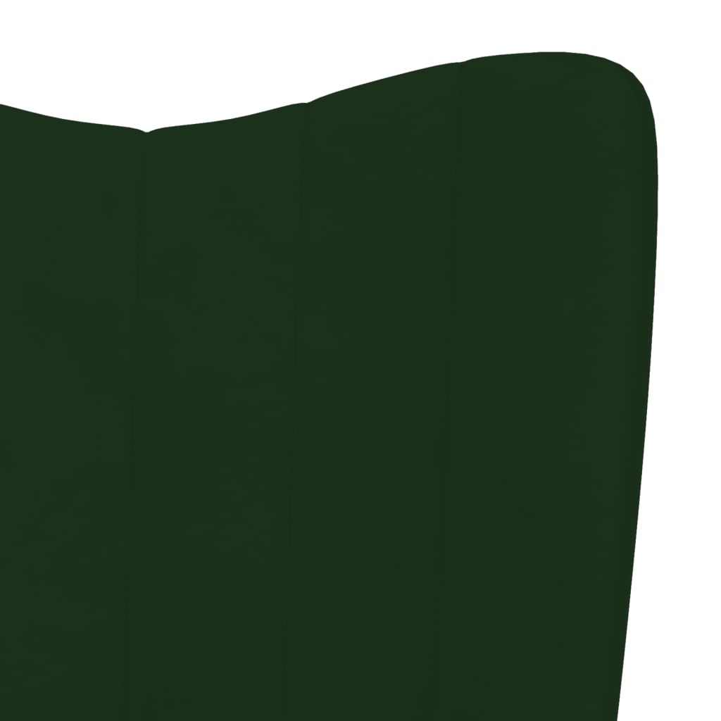 Scaun de relaxare cu taburet, verde închis, catifea