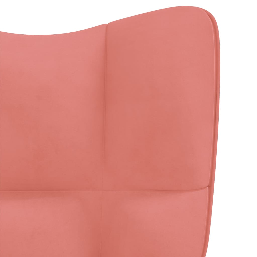 Scaun de relaxare cu taburet, roz, catifea - Lando