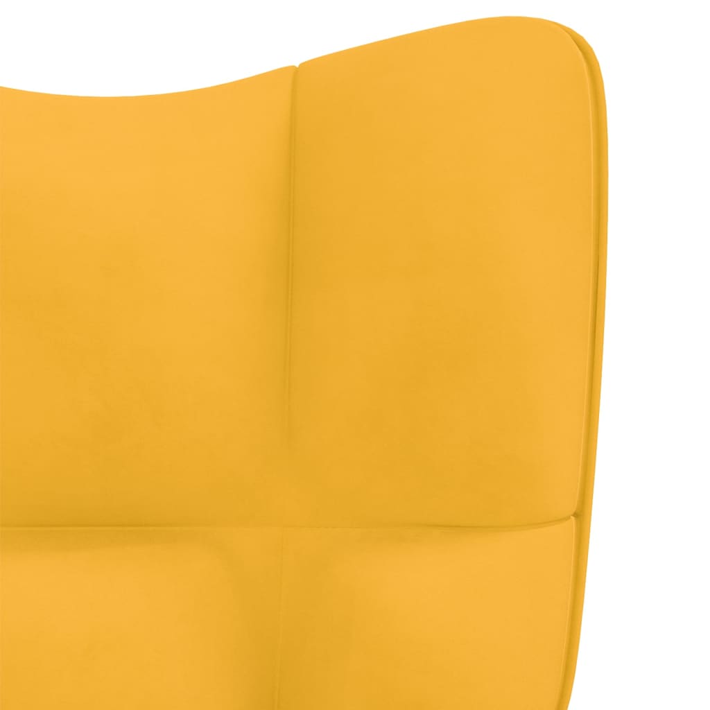 Scaun de relaxare cu taburet, galben muștar, catifea