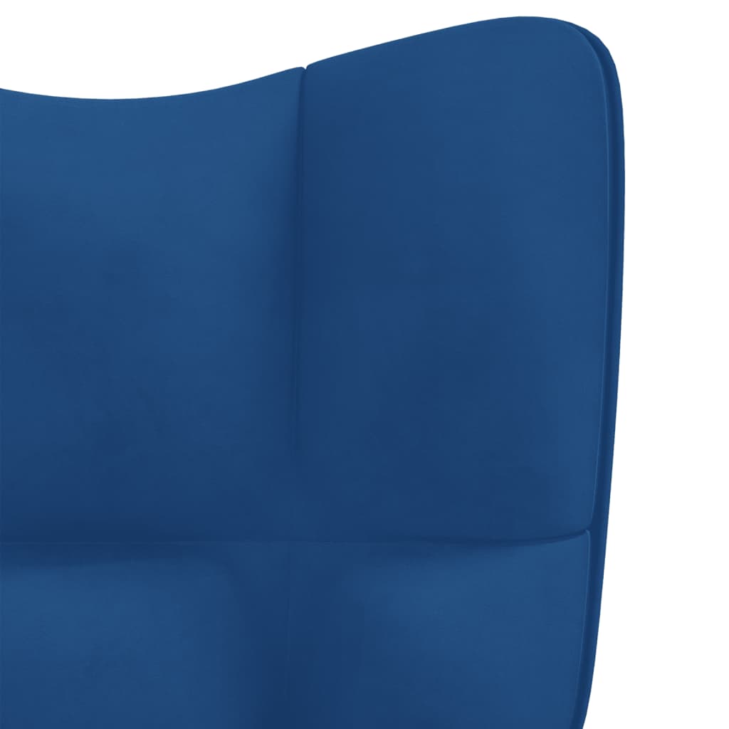 Scaun de relaxare cu taburet, albastru, catifea - Lando