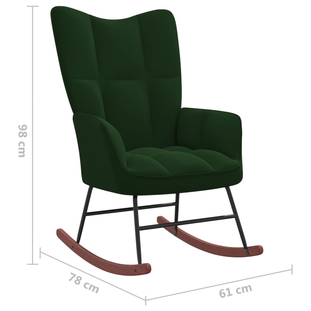 Scaun balansoar, verde închis, catifea - Lando