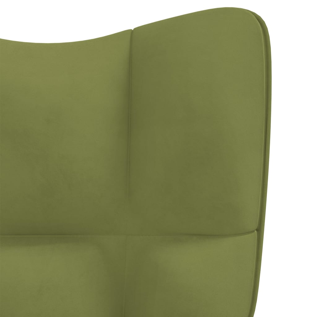Scaun balansoar cu taburet, verde deschis, catifea - Lando