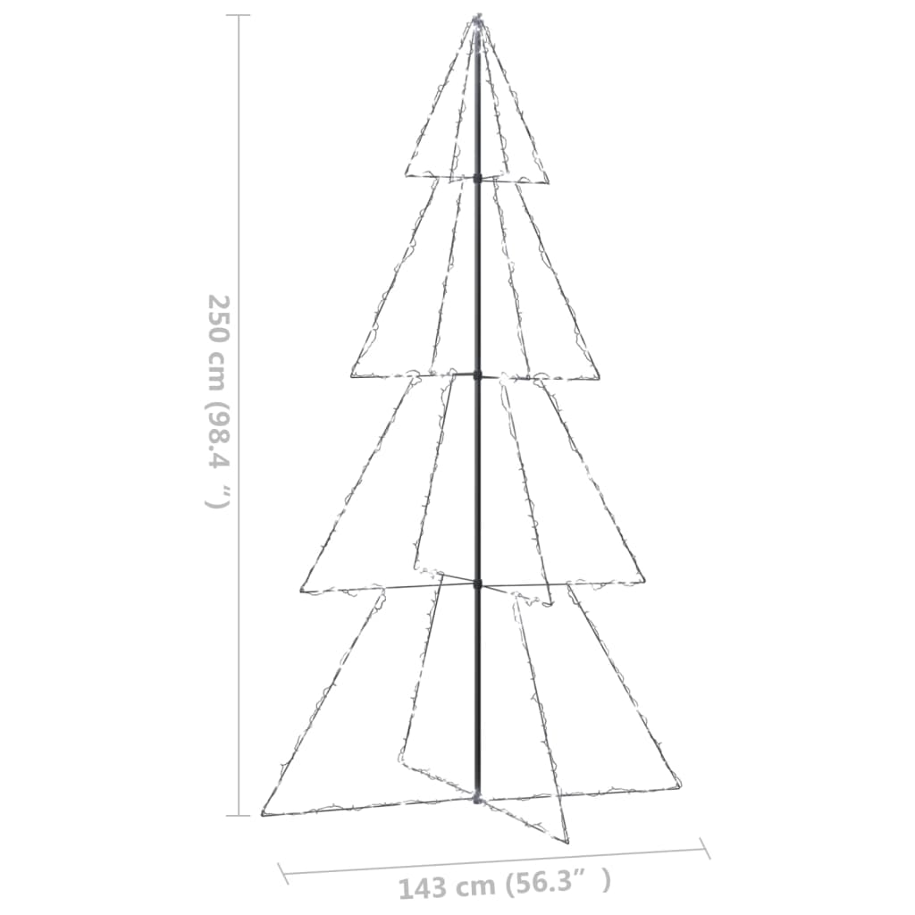 Brad Crăciun conic 360 LED-uri, 143x250 cm, interior & exterior