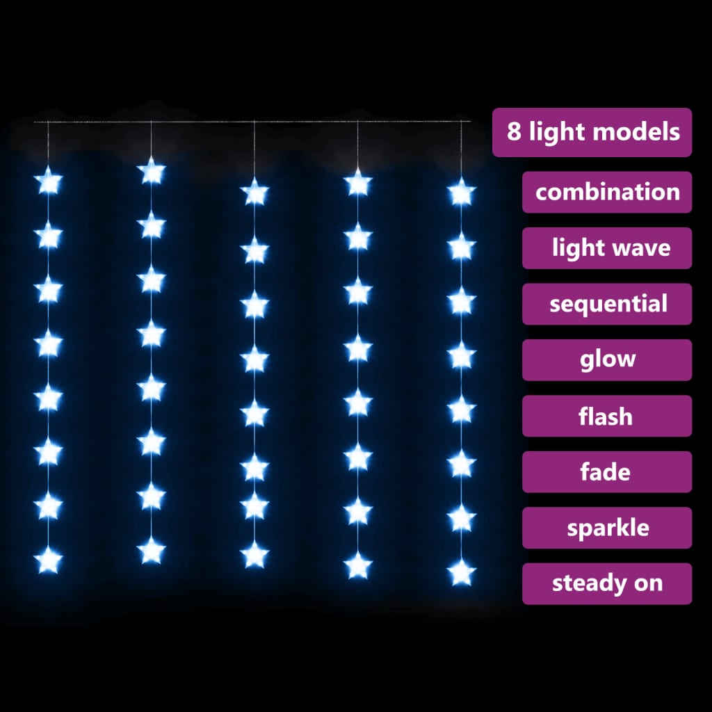 Instalație lumini tip perdea stele 200 LED albastru 8 funcții