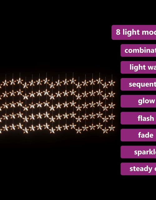 Încărcați imaginea în vizualizatorul Galerie, Instalație lumini tip perdea stele 500 LED alb cald 8 funcții

