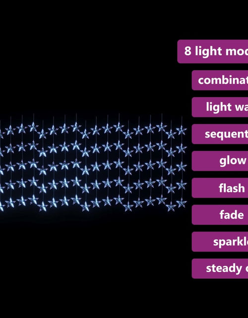 Încărcați imaginea în vizualizatorul Galerie, Instalație lumini tip perdea stele 500 LED albastru 8 funcții
