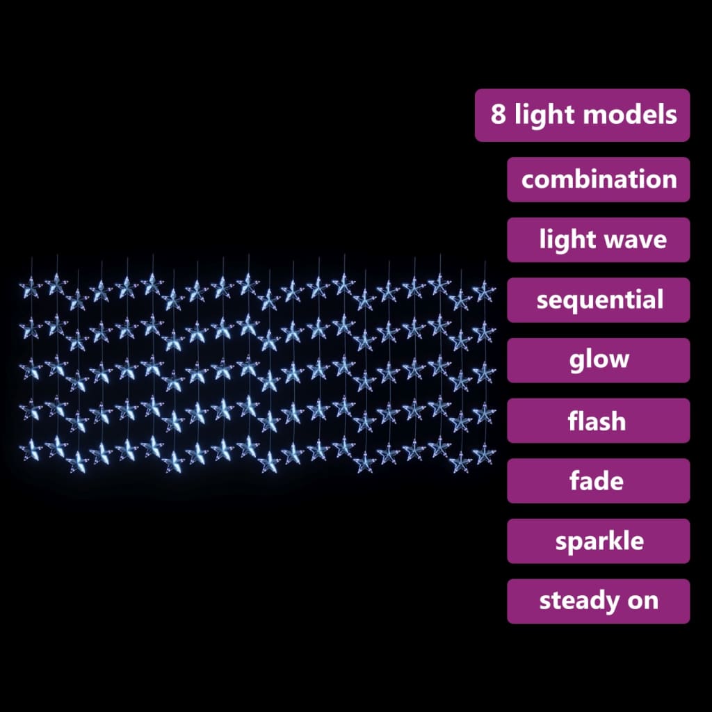 Instalație lumini tip perdea stele 500 LED albastru 8 funcții