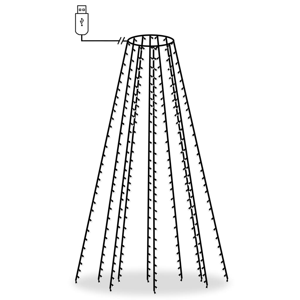 Instalație brad de Crăciun cu 250 LED-uri, multicolor, 250 cm