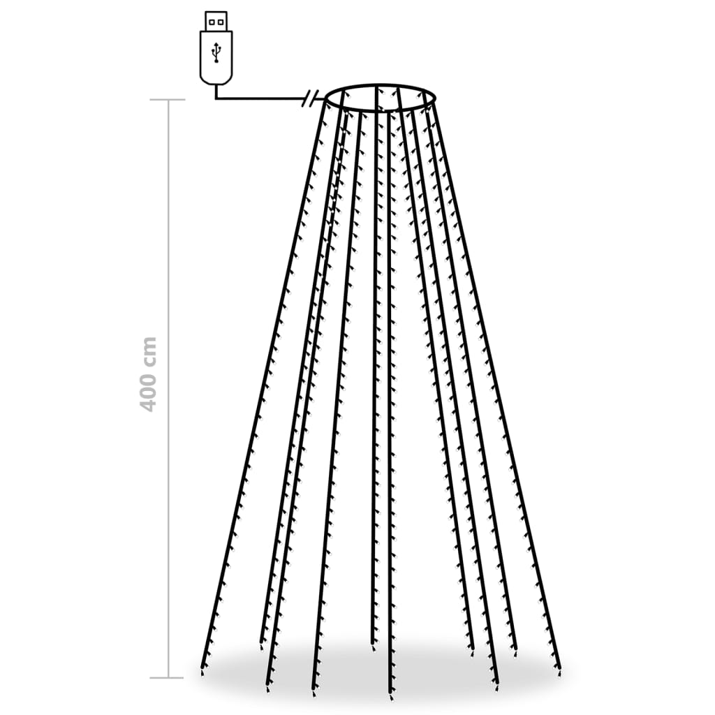 Instalație brad de Crăciun cu 400 LED-uri alb rece 400 cm