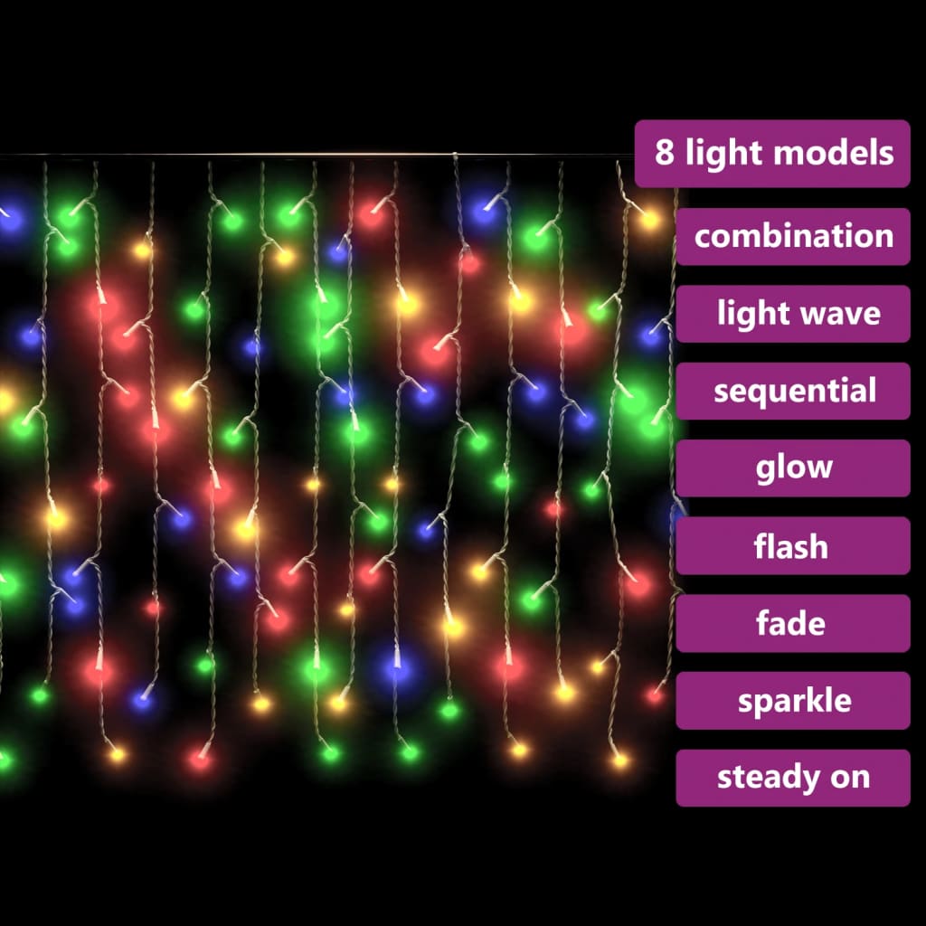 Lumini de perdea tip gheață 400 LED-uri colorate 8 funcții 10 m