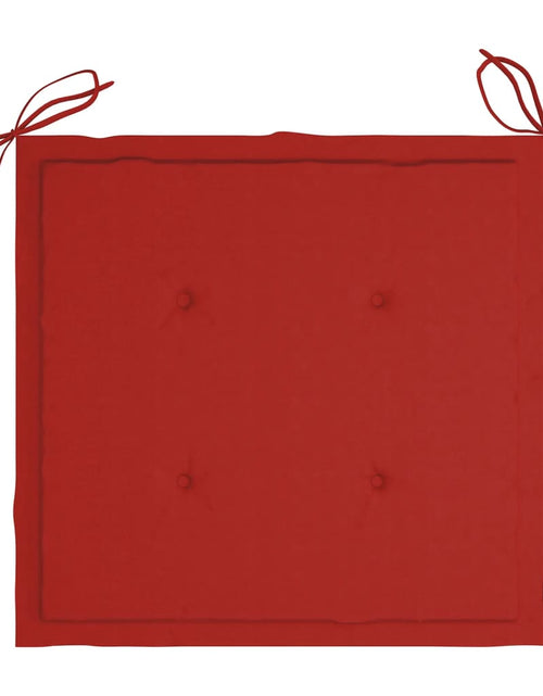 Загрузите изображение в средство просмотра галереи, Scaune de grădină cu perne roșii, 8 buc., lemn masiv de tec

