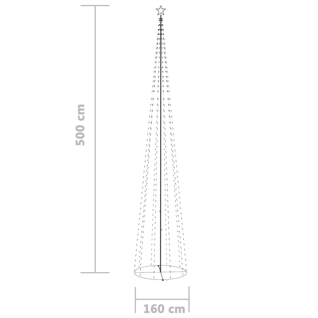 Decorațiune brad Crăciun conic 752 LED-uri alb rece 160x500 cm