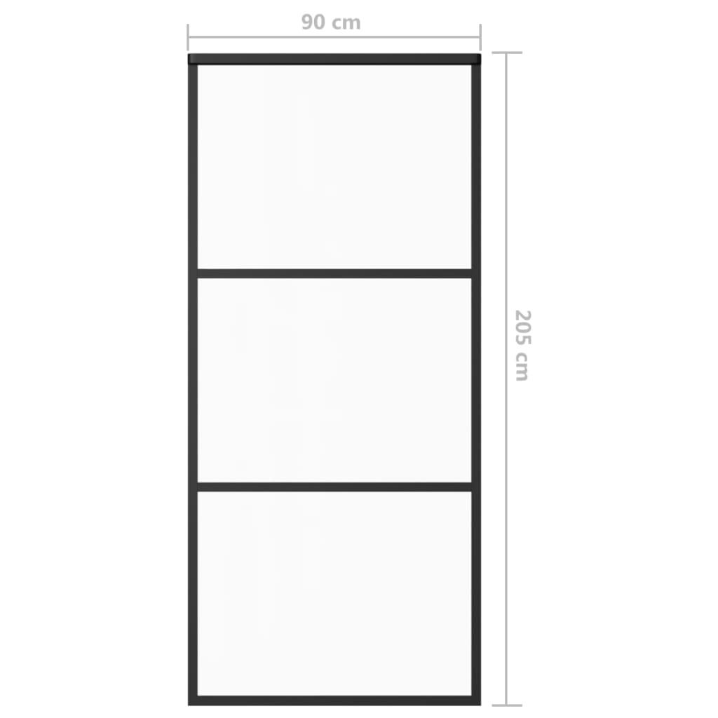 Ușă glisantă, negru, 90x205 cm, sticlă ESG și aluminiu