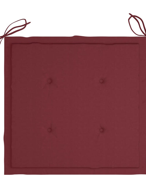 Загрузите изображение в средство просмотра галереи, Scaune de grădină cu perne roșu vin, 4 buc., lemn masiv tec
