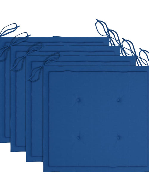 Загрузите изображение в средство просмотра галереи, Scaune grădină cu perne albastru regal, 4 buc., lemn masiv tec
