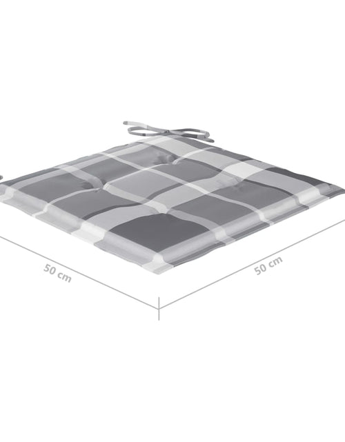 Загрузите изображение в средство просмотра галереи, Scaune de grădină, perne gri carouri, 8 buc., lemn masiv tec

