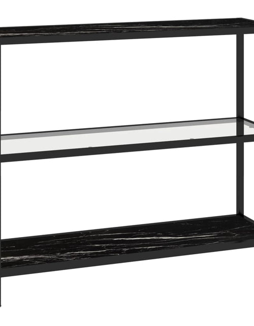 Încărcați imaginea în vizualizatorul Galerie, Raft, transparent/negru marmură, 100x36x90 cm sticlă securizată
