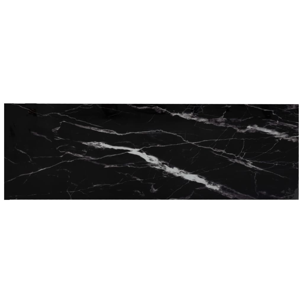 Raft, transparent/negru marmură, 100x36x90 cm sticlă securizată