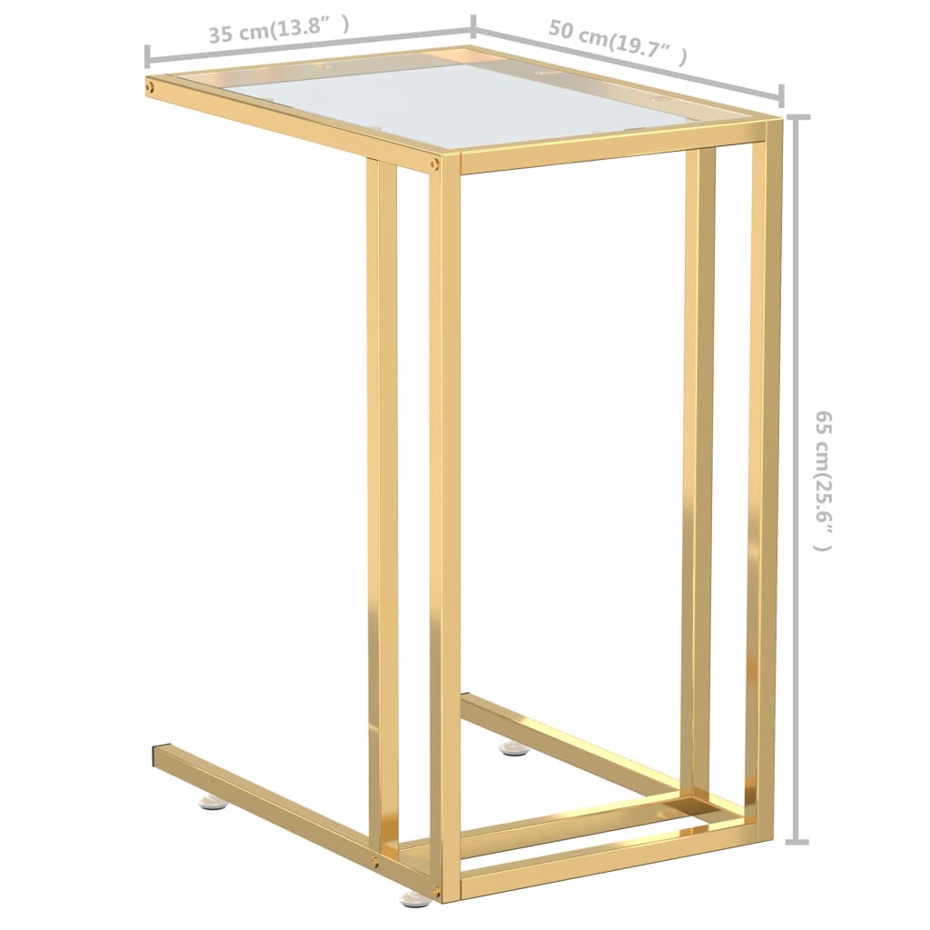 Masă laterală de calculator, 50x35x65 cm, sticlă transparentă