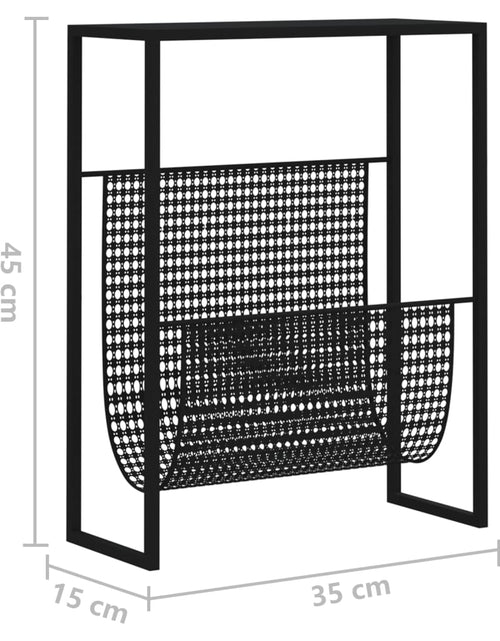 Încărcați imaginea în vizualizatorul Galerie, Raft de reviste, negru, 35x15x45 cm, oțel
