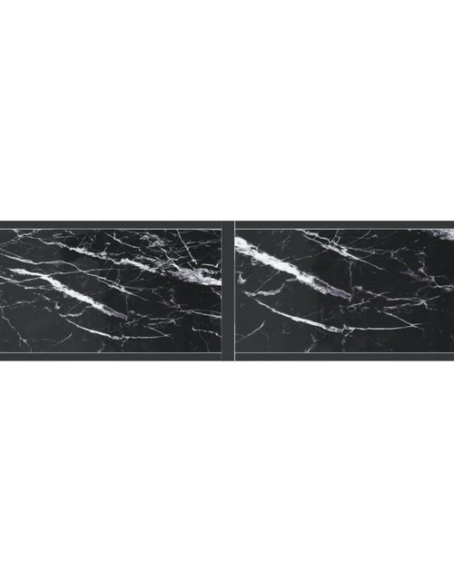 Încărcați imaginea în vizualizatorul Galerie, Masă consolă, negru marmură, 140x35x75,5 cm, sticlă securizată

