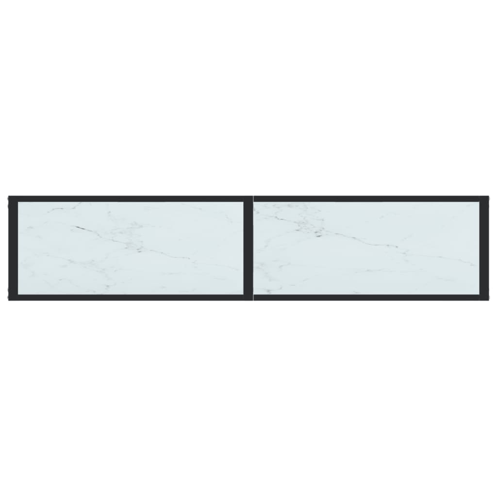Masă consolă, alb marmură, 160x35x75,5 cm, sticlă securizată