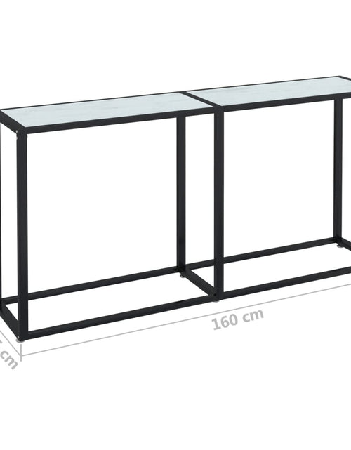 Загрузите изображение в средство просмотра галереи, Masă consolă, alb marmură, 160x35x75,5 cm, sticlă securizată
