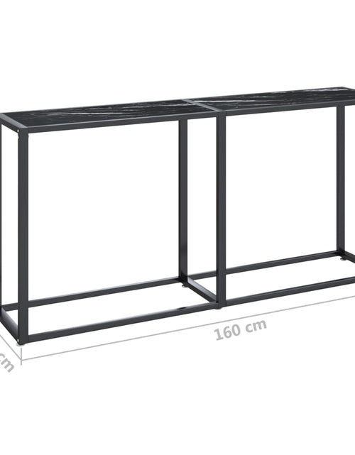 Загрузите изображение в средство просмотра галереи, Masă consolă, negru marmură, 160x35x75,5 cm, sticlă securizată

