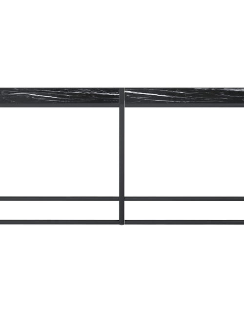 Încărcați imaginea în vizualizatorul Galerie, Masă consolă, negru marmură, 180x35x75,5 cm, sticlă securizată

